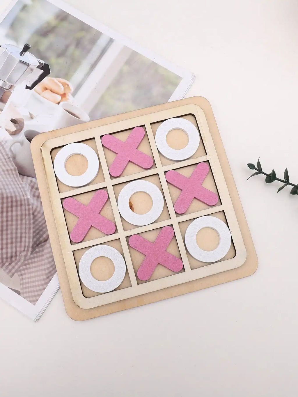 XO Three-in-a-Row Tic-Tac-Toe Wooden Game Set – Casual Battle Puzzle Board Game for Kids