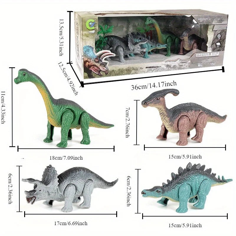 Dinosaur Toy Gift Set - Wound-Up Mechanical Walking Animal Toy for Kids' Birthdays