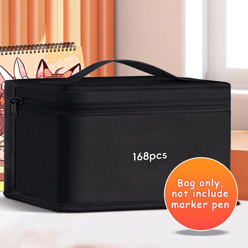 12/24/36/48Pcs Large Capacity Canvas Marker Pen Storage Bag - Folding Square Pencil Bag Organizer for Art Markers