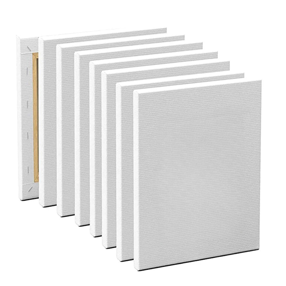 5pcs White Blank Artist Canvas Boards for Oil Painting, Acrylic, Watercolor with Wooden Frame