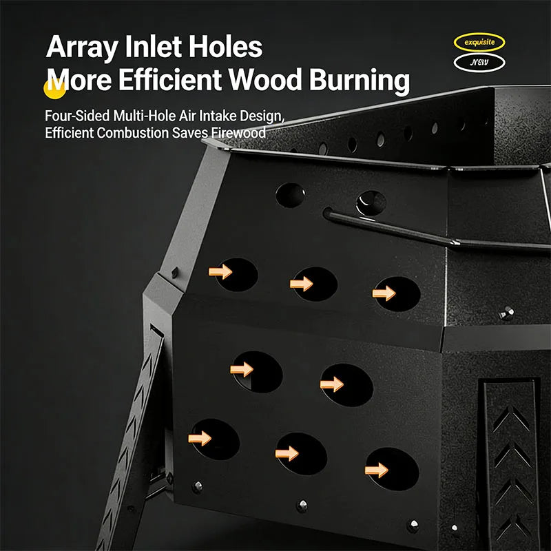 Portable Folding Campfire Grill Outdoor Wood Burning Stove for Camping and Hiking Lightweight Charcoal Fire Pit - Versatile Cooking Essential