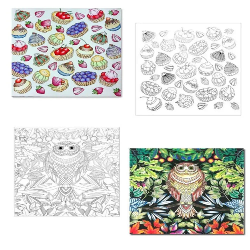 24 Pages Office School Kill Time English Edition Mixed Colouring Book Painting Graffiti Hand Painted Drawing Activities
