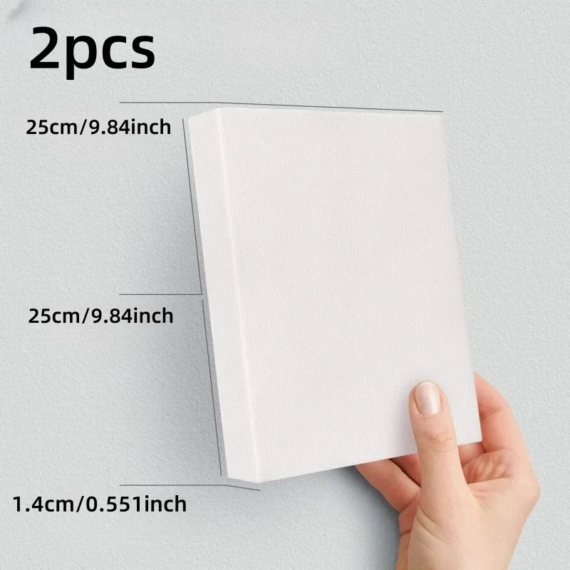 2Pcs White Blank Square Canvas for Oil Painting, Acrylic & Watercolor with Wood Frame