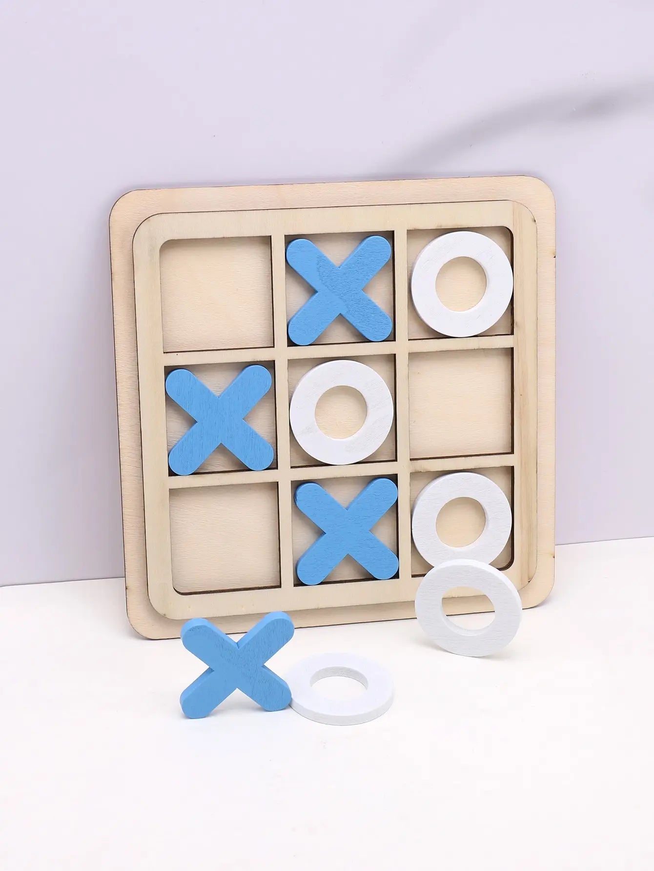 XO Three-in-a-Row Tic-Tac-Toe Wooden Game Set – Casual Battle Puzzle Board Game for Kids