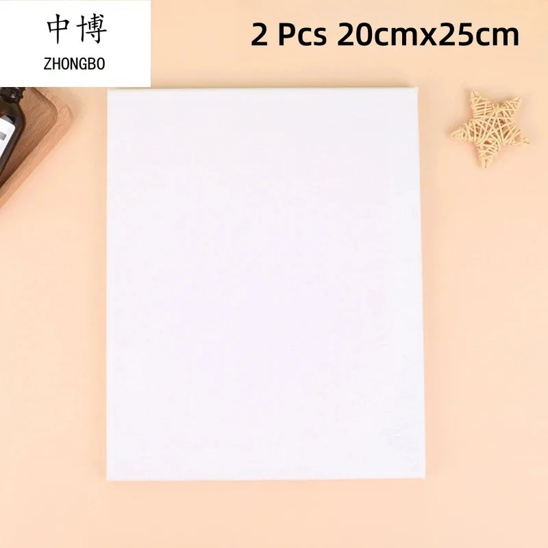2Pcs White Blank Square Canvas for Oil Painting, Acrylic & Watercolor with Wood Frame