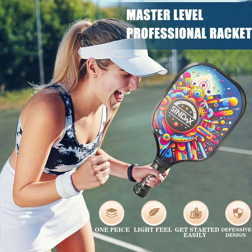 Pickleball Paddles Set with Fiberglass Surface for Non-Slip Grip, Durable Lightweight Design for Enhanced Traction and Stability