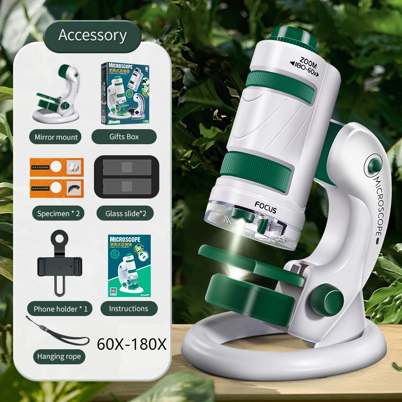 Kids Science Microscope Toy - Educational STEM Learning Kit for Children, Perfect Science Experiment Tool and Birthday Gift for 3 Years and Up