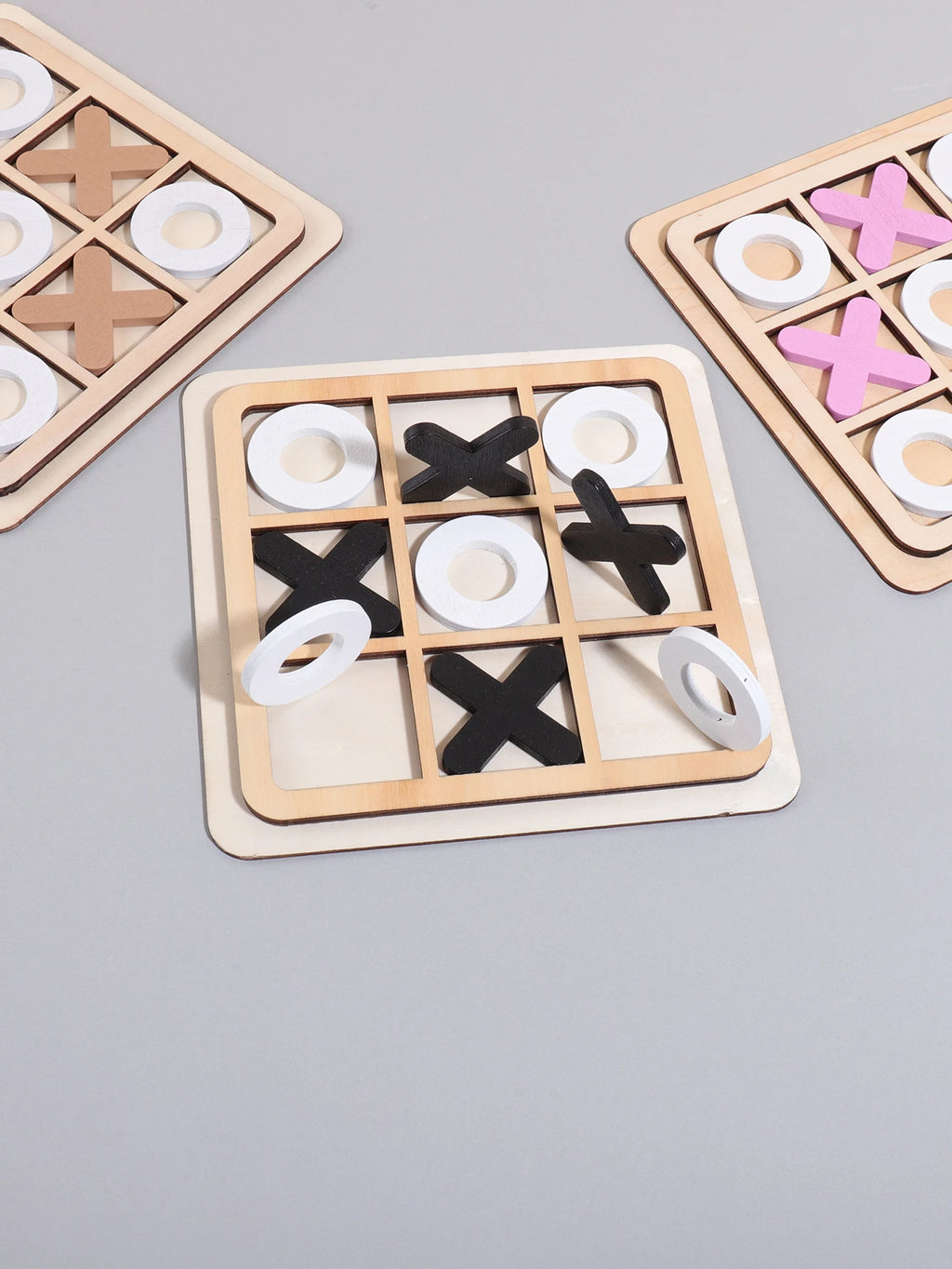 XO Three-in-a-Row Tic-Tac-Toe Wooden Game Set – Casual Battle Puzzle Board Game for Kids