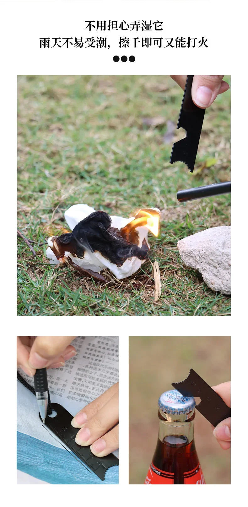 HOT Portable Outdoor Flint with Magnesium Sticks, Fire Tools, and Wooden Handle for Survival