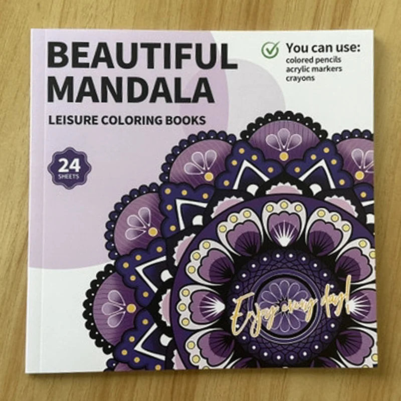 24-Page Mandala Flower Coloring Book for Stress Relief and Relaxation through Creative Color Matching