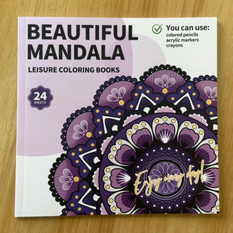 24-Page Mandala Flower Coloring Book for Stress Relief and Relaxation through Creative Color Matching