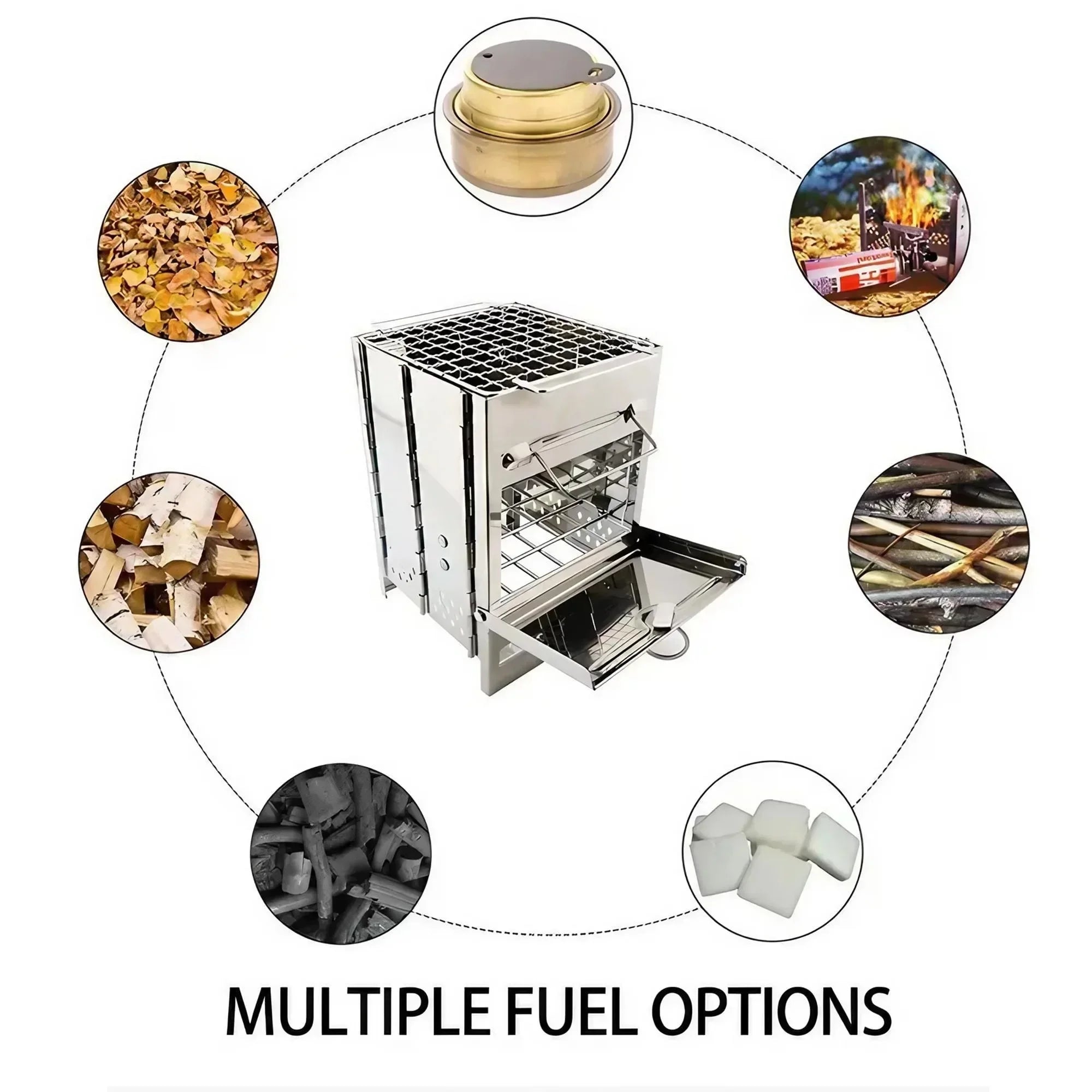 Square Wood Stove Outdoor Grill Mini BBQ Portable Camping Picnic Folding Grill for Home Kitchen Backyard Garden Cooking