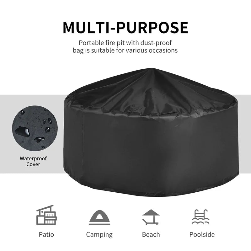 32-Inch Fire Pit Bowl with BBQ Grill - Outdoor Camping Firepit Set for Wood Burning and Garden Heating