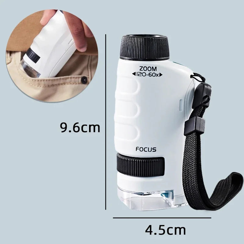 HD Student Science Microscope with Phone Adapter & Wireless LED | STEM Educational Tool for Teens & Home Biology Lab