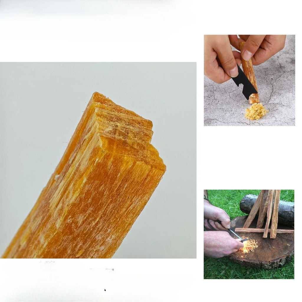 Outdoor Camping Fire Starter Kit - Pine Mingzi Flint and Steel Survival Tool with Portable Iron Box