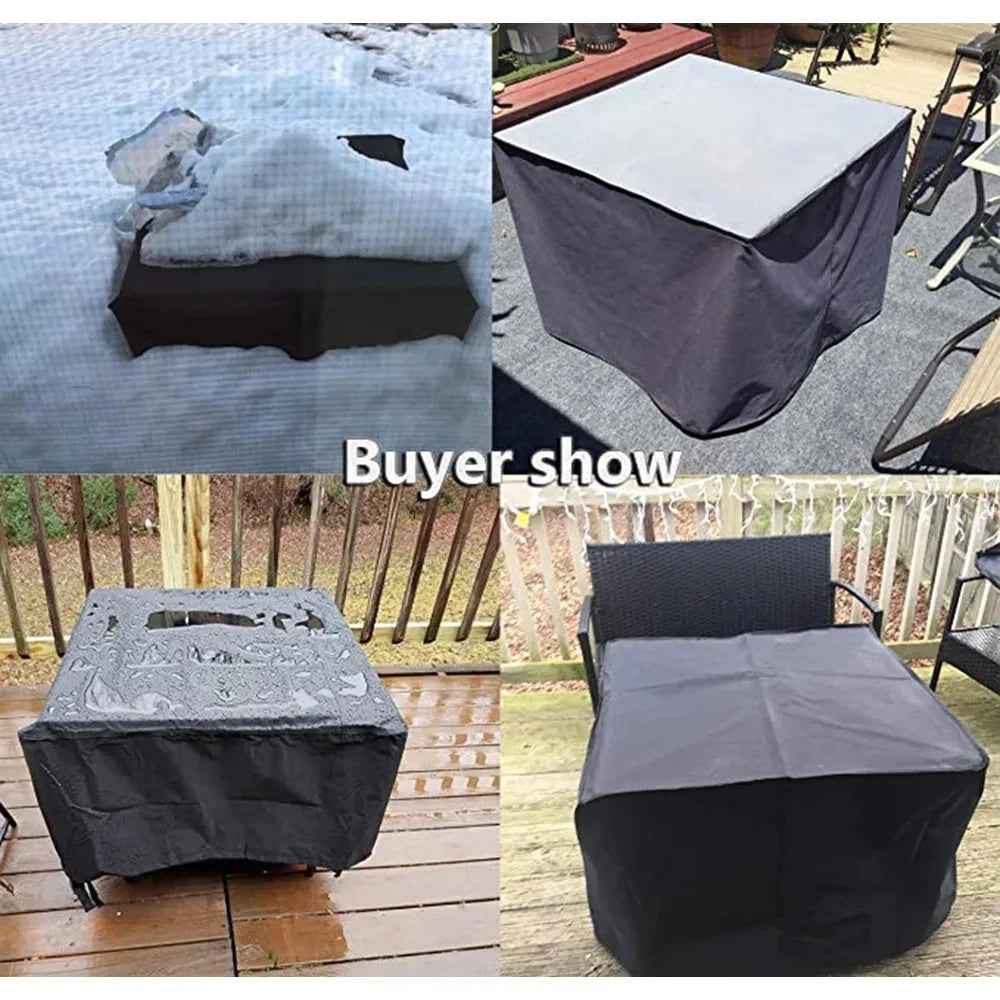 BBQ Accessories Fire Pit Cover - Waterproof Square 210T Patio Table Cover, UV and Fade Resistant