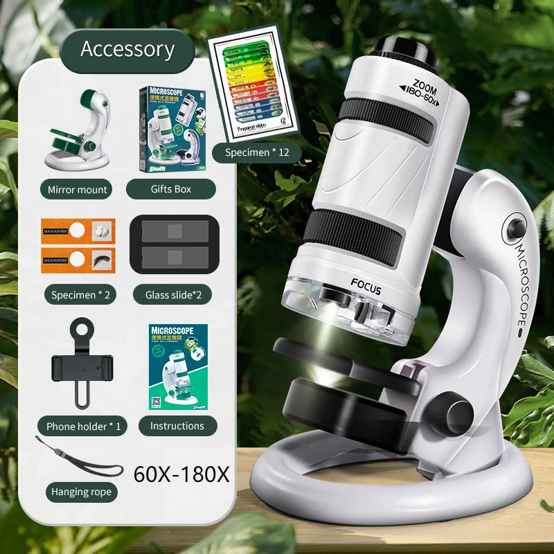 Kids Science Microscope Toy - Educational STEM Learning Kit for Children, Perfect Science Experiment Tool and Birthday Gift for 3 Years and Up