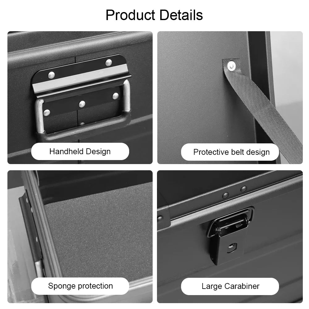 30L 50L 80L Aluminum Alloy Black Travel Storage Box for Camping, Outdoor, Picnic, and Household Use