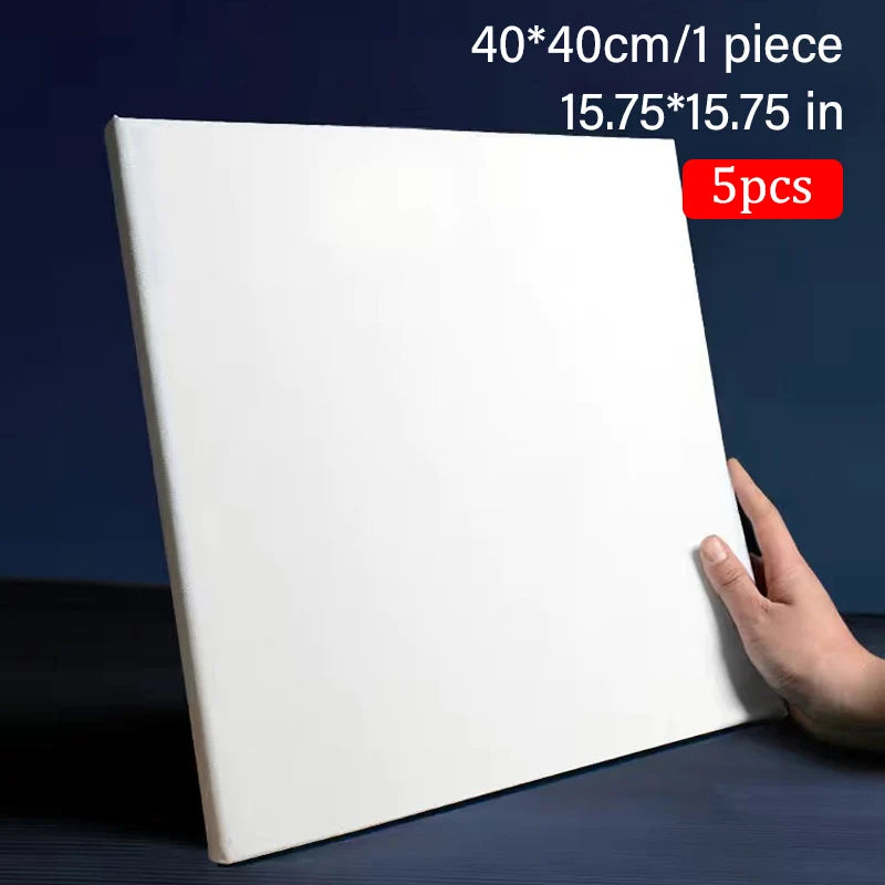 5pcs White Blank Artist Canvas Boards for Oil Painting, Acrylic, Watercolor with Wooden Frame