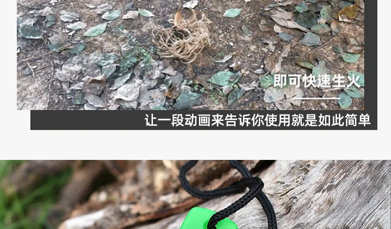 Outdoor Survival Flint Fire Starter with Wooden Handle - Multi-Tool Magnesium Rod and Waterproof Luminous Camping Fire Stick