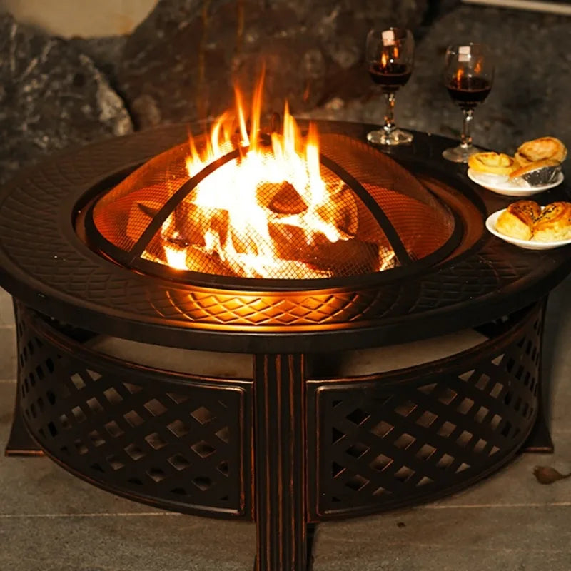 Outdoor Multifunctional fire pit BBQ Table and Charcoal Oven for Garden and Terrace Cooking
