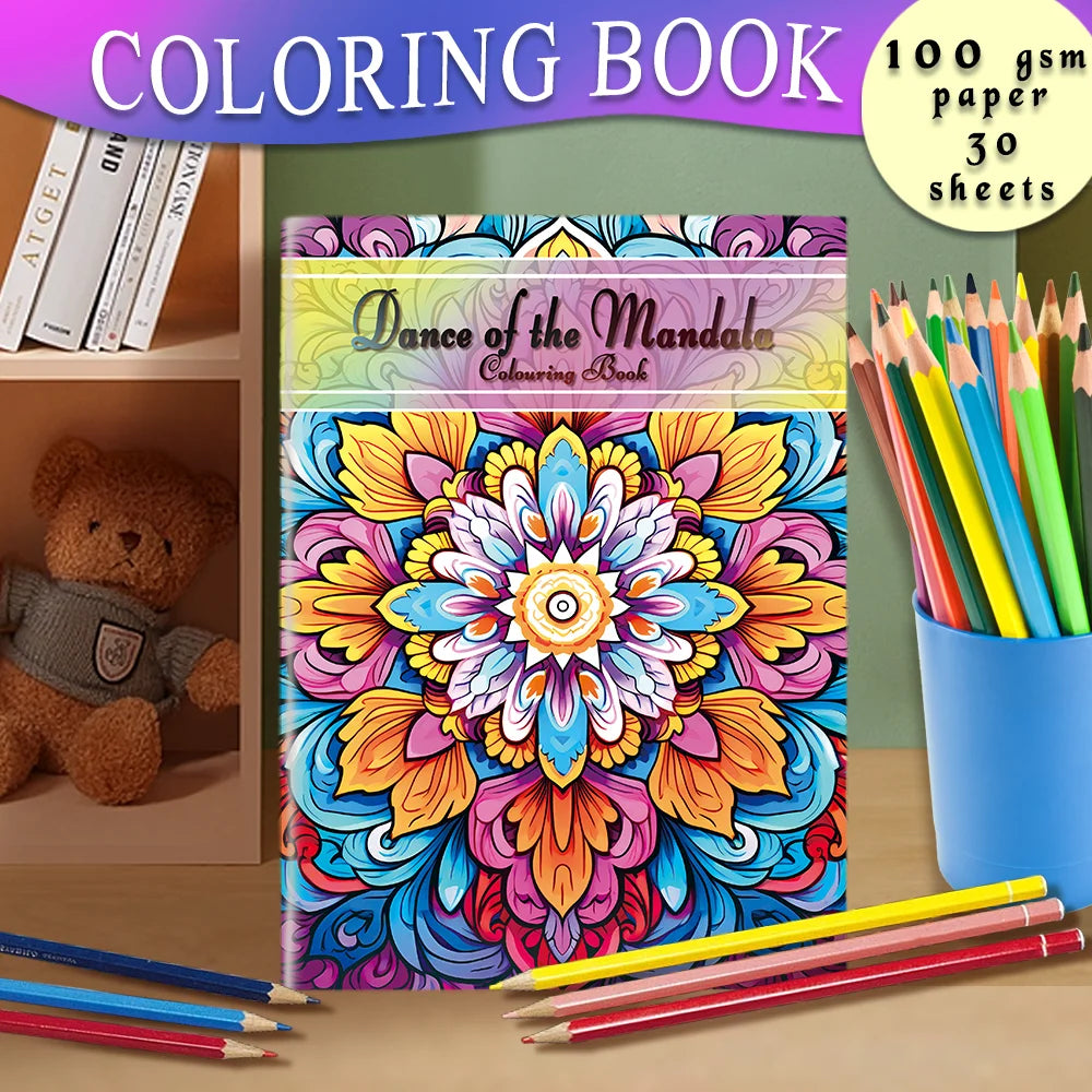 Mandala Coloring Book for Teenagers - 30 Unique Patterns, Stress Relief, 100gsm Thick Paper, Perfect Birthday Gift