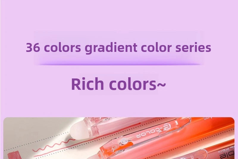 SHANDS 36/12 Colors Clickable Erasable Gel Pens 0.7mm for Kids Drawing Sketching Quick Dry Stationery Supplies
