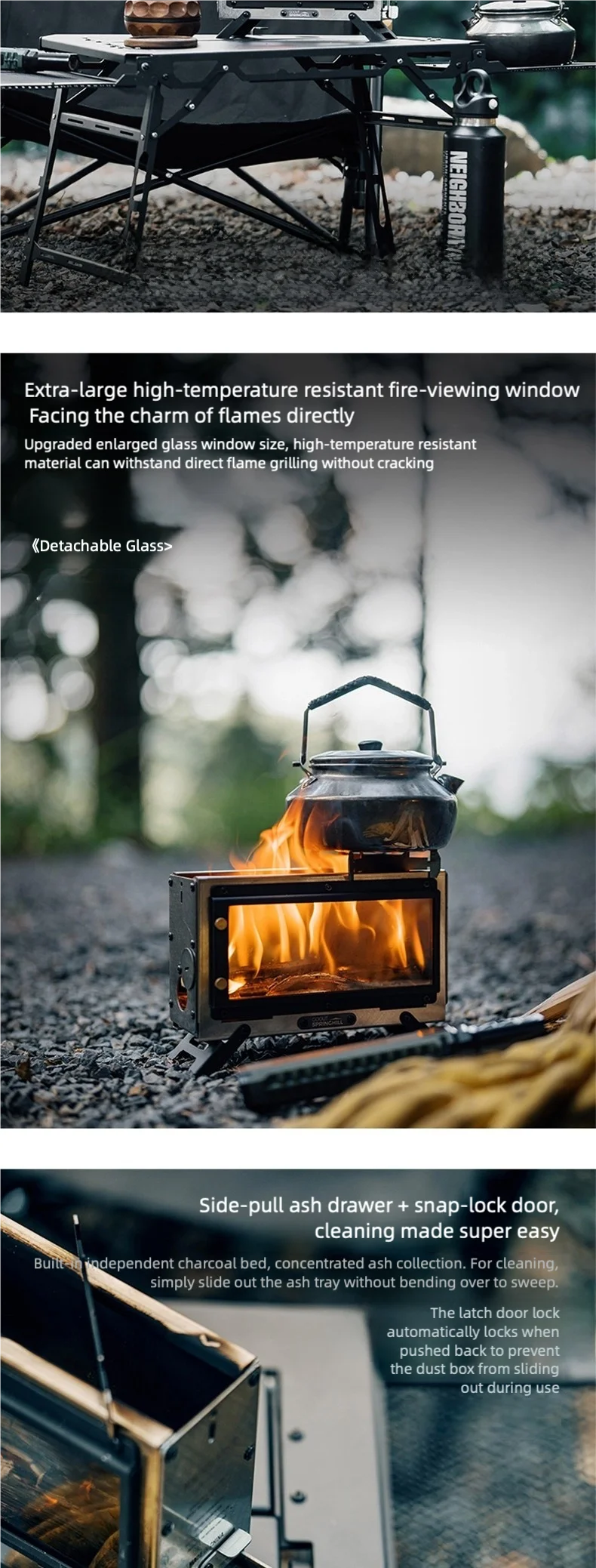 Goout Springhill Mini Fire Pit - Compact Portable Folding Tabletop Camping Firewood Stove