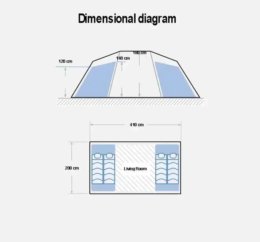 6 Person Camping Tent - Outdoor Air Hiking Awning for 6 People