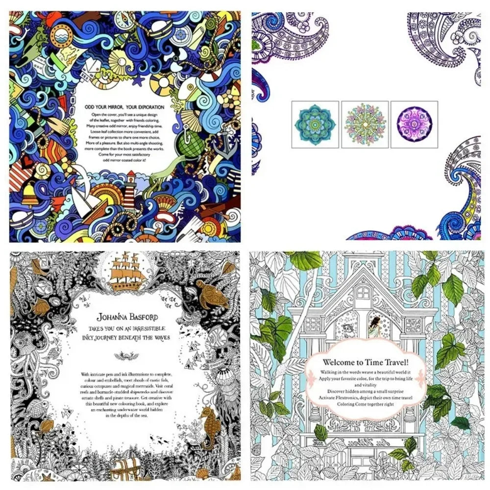 Montessori Small Secret Garden Coloring Book for Adults - Hand-painted Mandala Stress Relief Painting