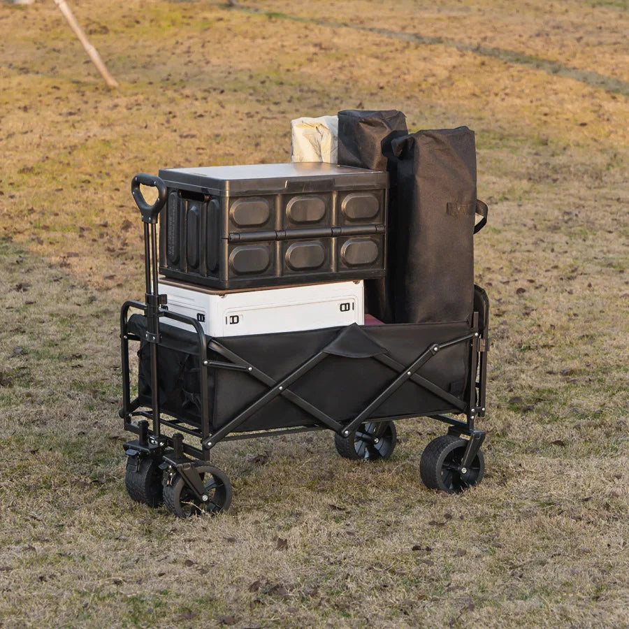 Extra Long Extender Folding Utility Cart for Outdoor Use, Large Capacity Picnic Trolley and Beach Wagon
