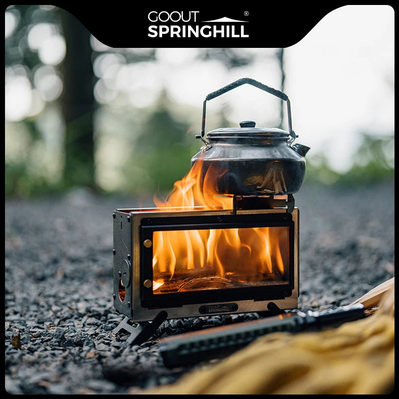Goout Springhill Mini Fire Pit - Compact Portable Folding Tabletop Camping Firewood Stove