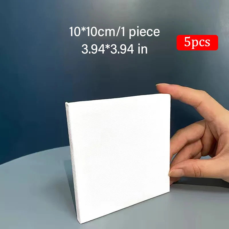 5pcs White Blank Artist Canvas Boards for Oil Painting, Acrylic, Watercolor with Wooden Frame