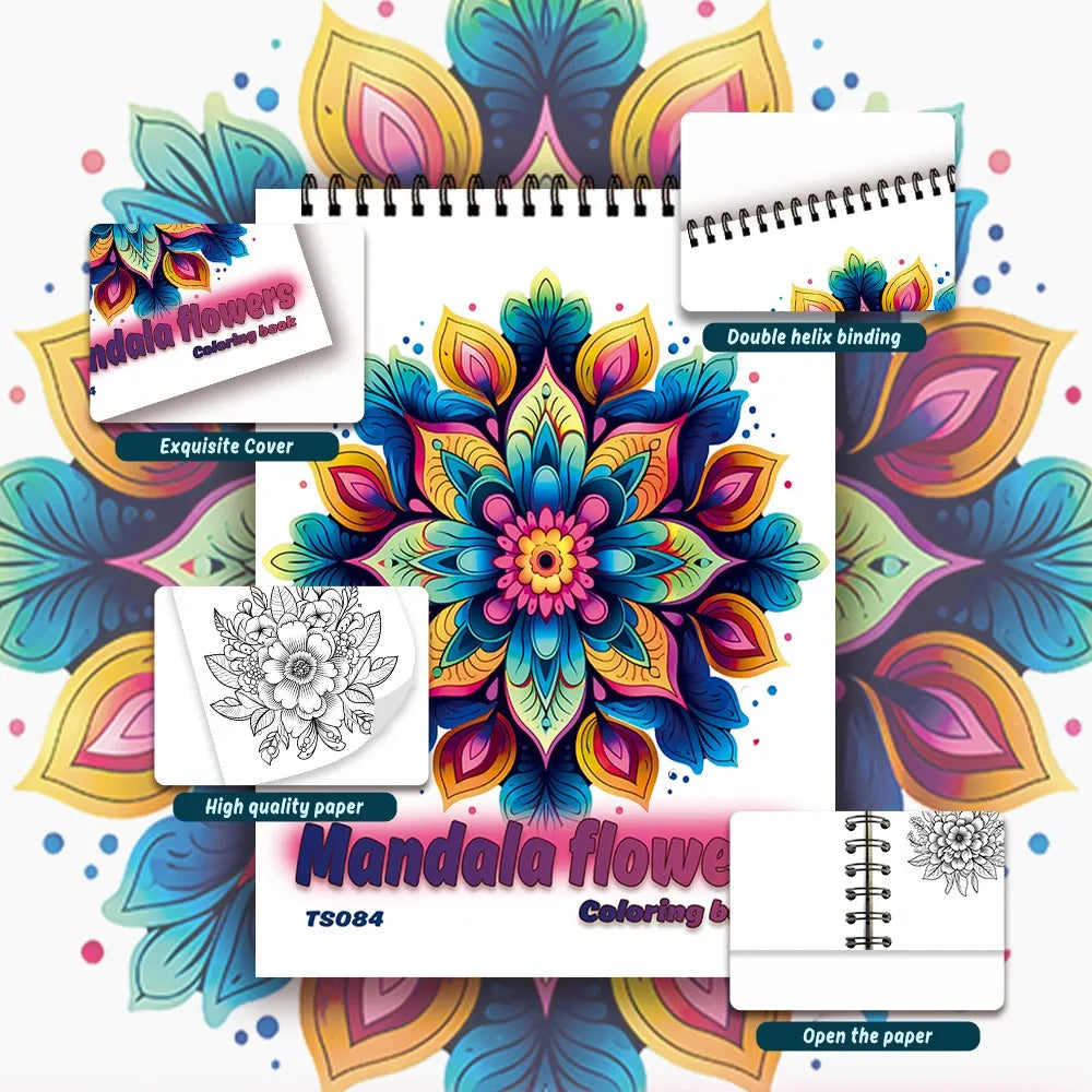 Spiral Coloring Book for Adults - 30 Thick Paper Sheets, 11.2 x 8.3 Inches, Ideal Holiday Gift and Drawing Book