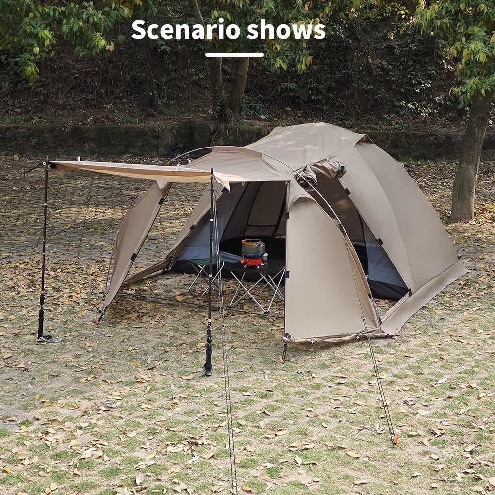 Fireproof Winter Camping Tent for 2 - Waterproof Tunnel Dome Tent with Stove Jack and Snow Skirt for 4 Season Hiking