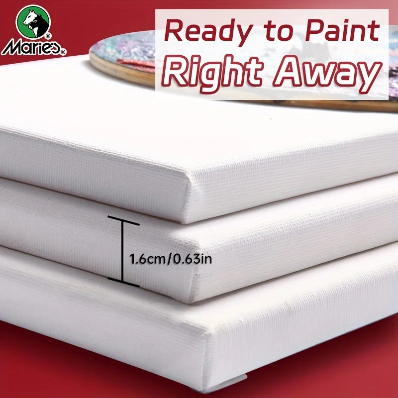 Square Canvas Boards for Painting - Mini Stretched White Blank for Acrylic, Oil, Drawing for Students, Artists, Adults