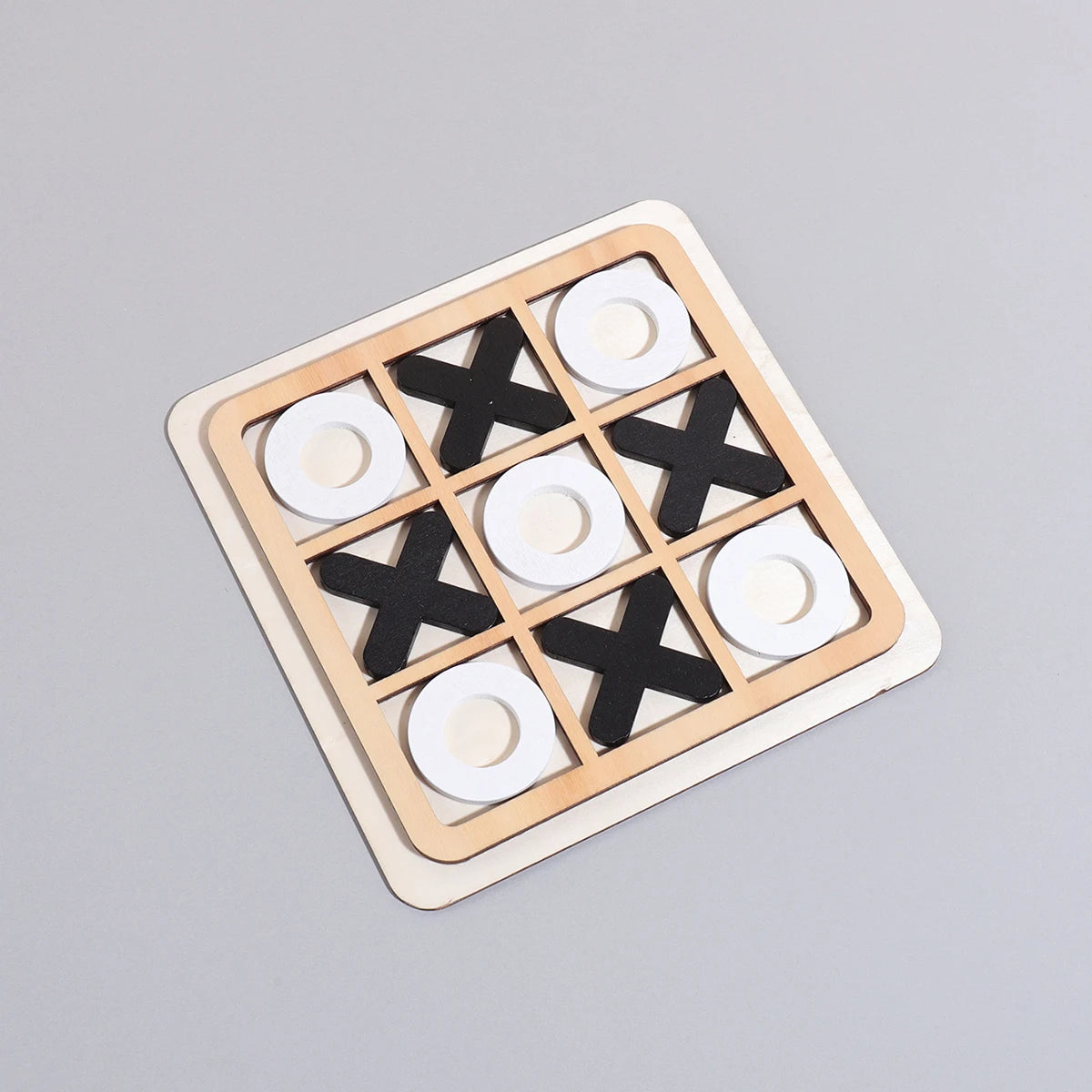 XO Three-in-a-Row Tic-Tac-Toe Wooden Game Set – Casual Battle Puzzle Board Game for Kids