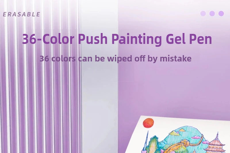 SHANDS 36/12 Colors Clickable Erasable Gel Pens 0.7mm for Kids Drawing Sketching Quick Dry Stationery Supplies