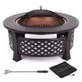 32-Inch Fire Pit Bowl with BBQ Grill - Outdoor Camping Firepit Set for Wood Burning and Garden Heating