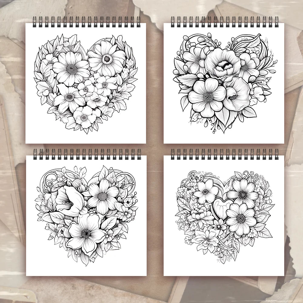 Adult Coloring Book - 30 Sheets Women's Spiral Drawing Book, 8.3 x 8.3 Inches, Perfect Birthday and Holiday Party Gift