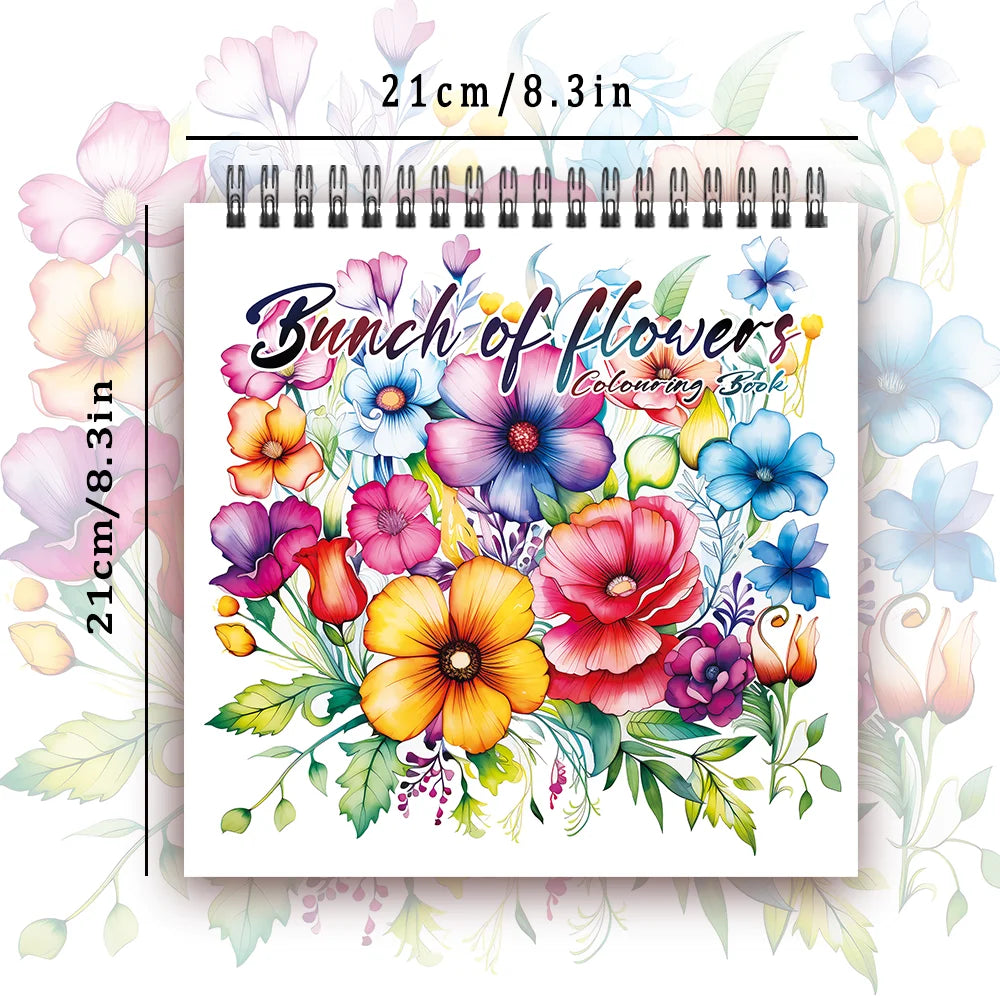 Adult Coloring Book - 30 Sheets Women's Spiral Drawing Book, 8.3 x 8.3 Inches, Perfect Birthday and Holiday Party Gift
