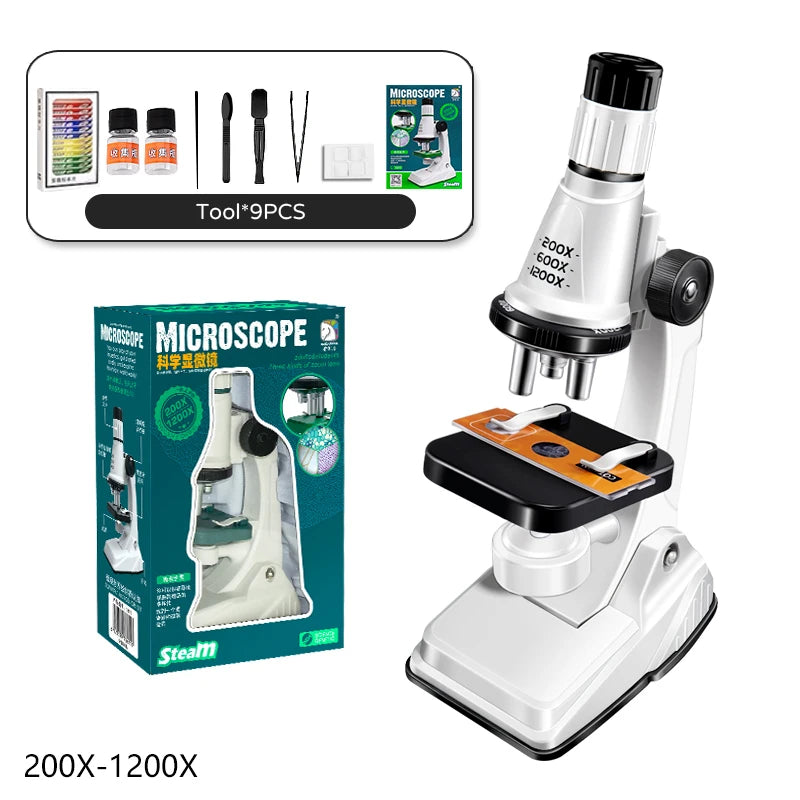 Kids Science Microscope Toy - Educational STEM Learning Kit for Children, Perfect Science Experiment Tool and Birthday Gift for 3 Years and Up