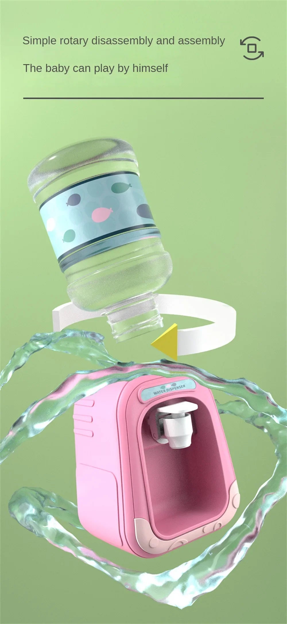 Simulation Cartoon Kitchen Toy Mini Water Dispenser for Kids Educational Play House Experience