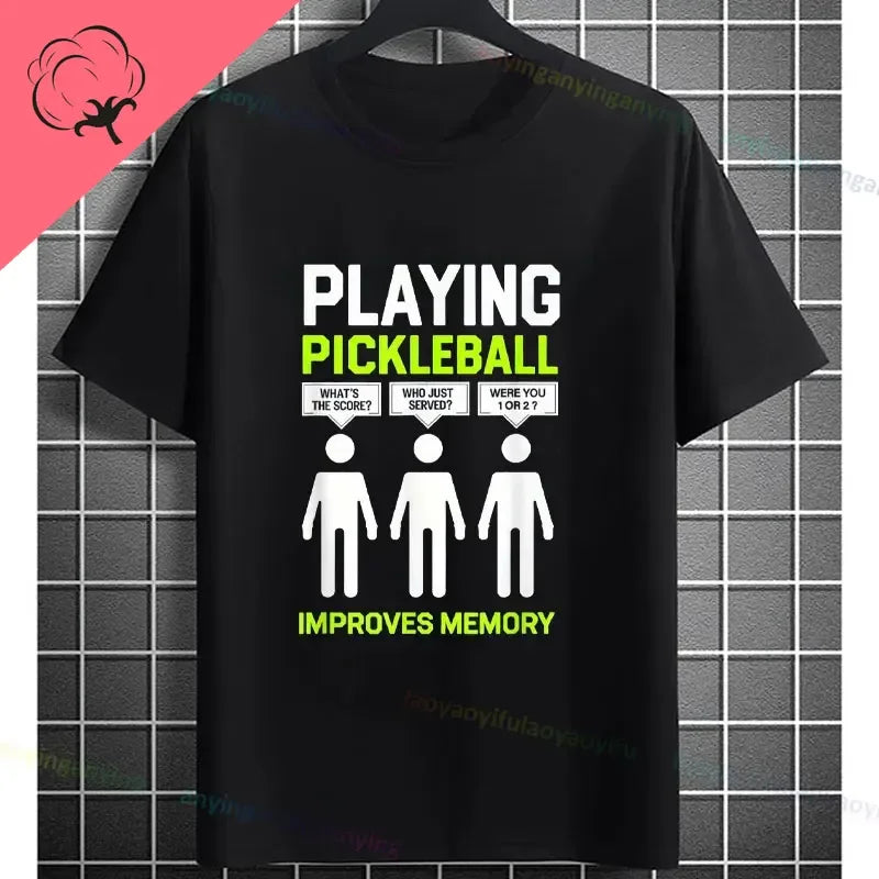 Pickleball Graphic T-Shirt – It Was in Funny Design Casual 100% Cotton Short Sleeve Tee for Sporty Style and Gift