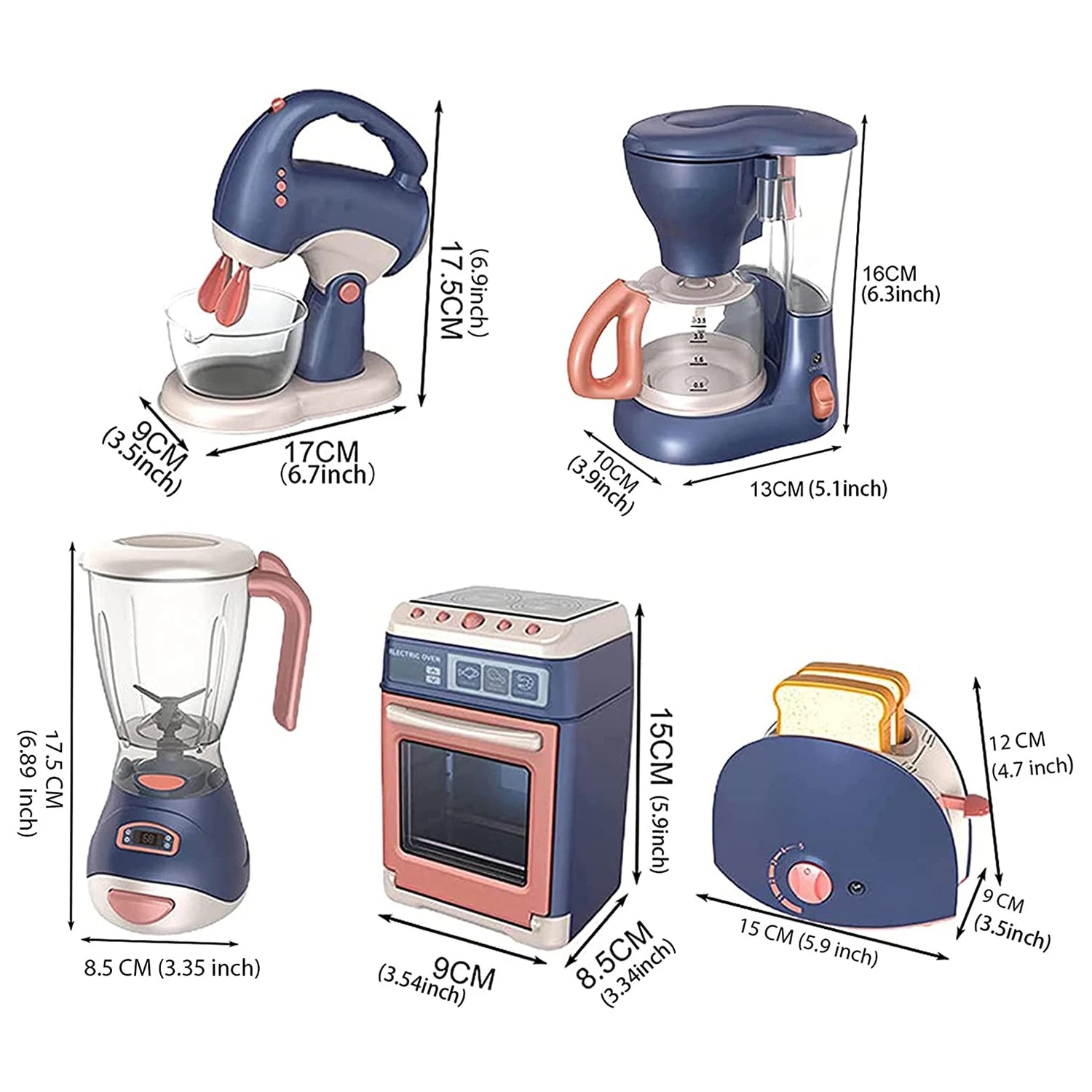 Kids Kitchen Playset - Pretend Play House Simulation Appliances Set with Juicer, Mixer, Vacuum, and Toaster for Educational Fun