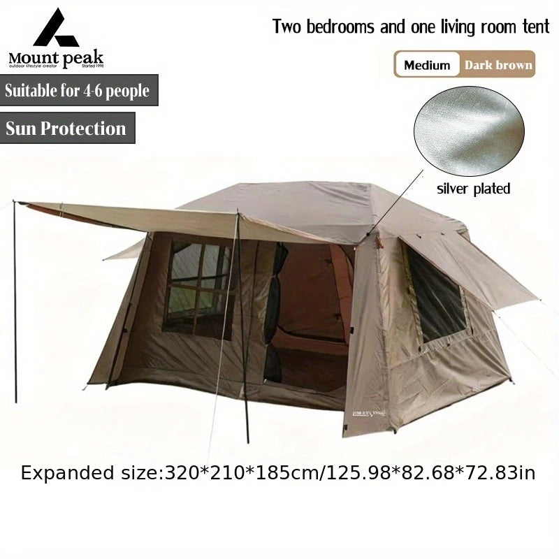 Mount Peak Large Camping Tent for 3-8 People - Quick Set Up Ridge Tent with Canopy for Outdoor Wilderness Adventure