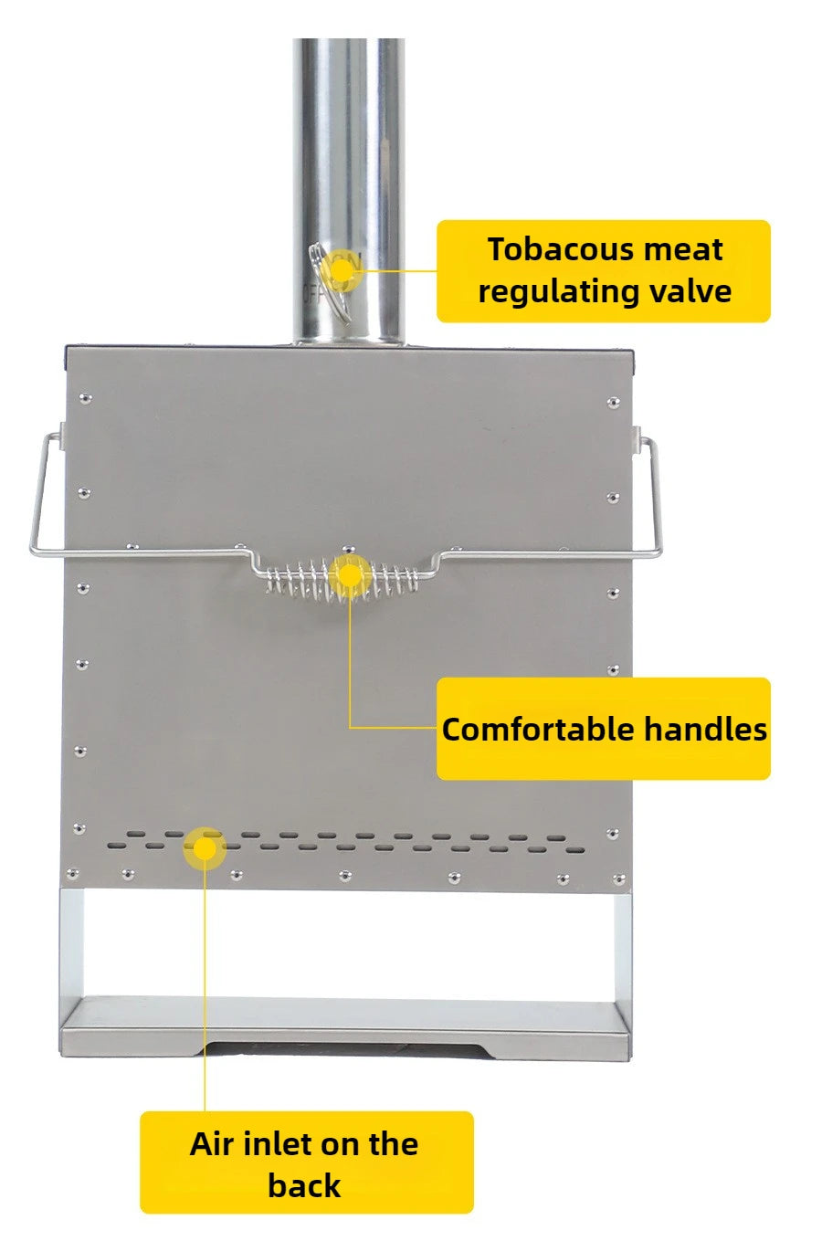 Stainless Steel Smokeless Fireplace with Secondary Burning for Camping Tent - Large Glass Window Wood Stove Firewood Heater Brazier