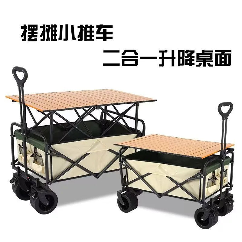 Camping Trailer Folding Shopping Cart for Outdoor Stalls, Cargo Transport, and Picnic Use
