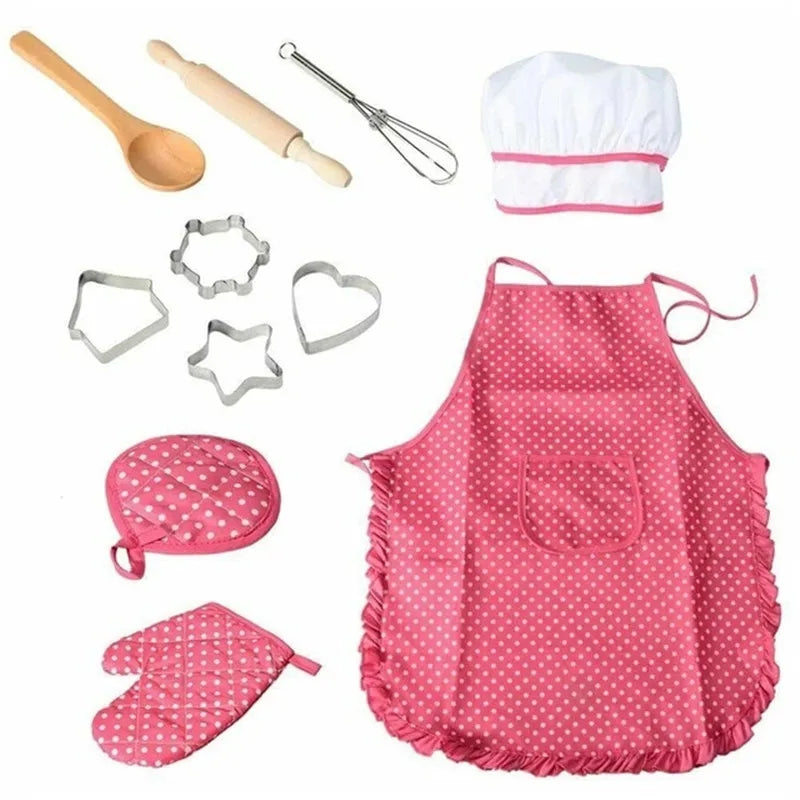 Play House Kitchen Toy Set for Girls - Cooking Utensils, Baking Tools, Cake Apron, and Chef Clothes for Children