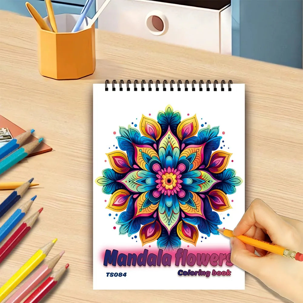 Spiral Coloring Book for Adults - 30 Thick Paper Sheets, 11.2 x 8.3 Inches, Ideal Holiday Gift and Drawing Book